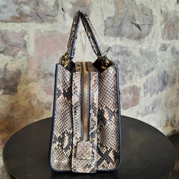 Coach Snakeskin Shoulder Bag in Black and Tan - Picture 4 of 11